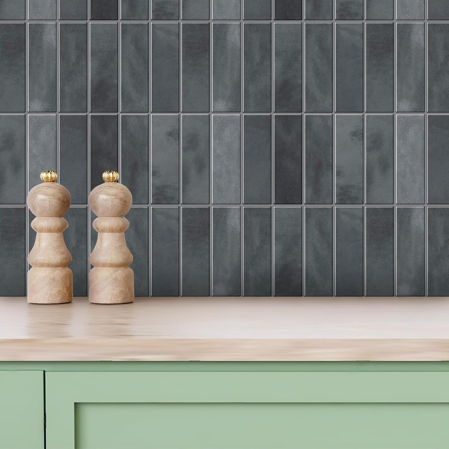 SELECT 5 Pack Peel and Stick Backsplash Tiles, 3D Wall Panels with Commercial-grade Adhesive, Extra Thick Water & Heat-resistant Stick-On Tile Backsplash for Kitchen, Bathroom, Laundry,12"x12” (Gray)