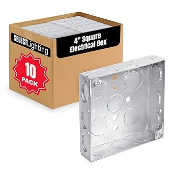 Select 10 Pack 4-Inch Square Electrical Box, Welded with 1/2 & 3/4-Inch KO, 1-1/2-Inch Deep Junction Box Metal, Galvanized Steel, UL, Receptacle Outlet Box