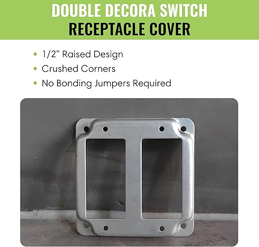 SELECT 5 Pack 4-Inch Square (4S) Electrical Outlet Box Cover, 1/2-Inch Raised Industrial Box Cover, GFCI Outlet Cover, 2 x Decora Switch Receptacle Outlet Cover