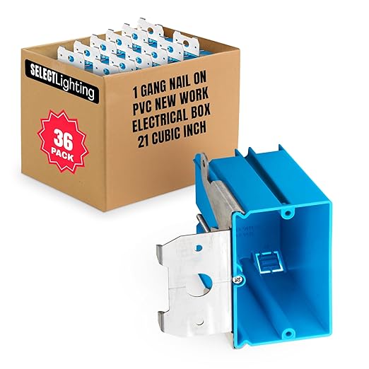 SELECT 32 Pack Nail On Plastic Box 1-Gang PVC New Work Standard Switch/Outlet Wall Electrical Box 18 Cubic