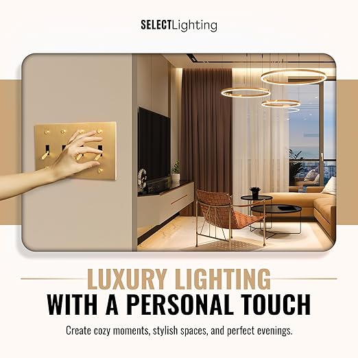 4-Gang Satin Solid Brass Plated Toggle Switch, 15A 120V AC Wall Mount, 3-Way Compatible Vintage Style Single Pole with Faceplate & Switch Module