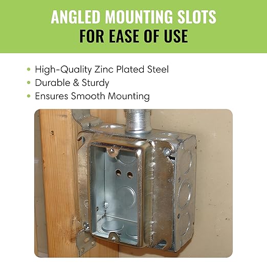 Select 10 Pack Flat Raised 4-Inch Square (4S) One Gang Plaster Ring, Mud Ring with Angled Slots, Mud Ring for Wiring Connections, Housing Receptacles & Switches