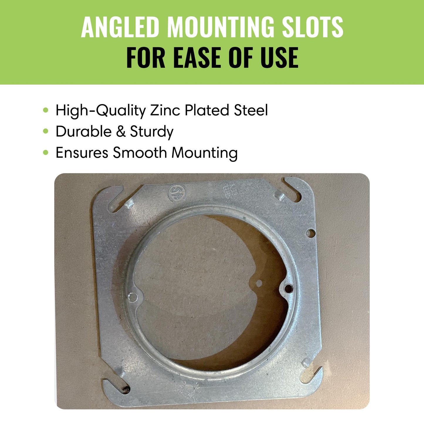 SELECT 10 Pack 5/8" Raised 4" Square (4S) Round Plaster Ring with Angled Slots, Mud Ring, Smart Home Décor for Wiring Connections, Housing Receptacles & Switches, SEL-RPR58-10PK