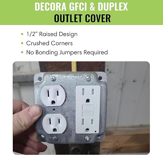 Select 5 Pack 4-Inch Square (4S) Electrical Outlet Box Cover, 1/2-Inch Raised Industrial Box Cover, Decora GFCI & Duplex Outlet Cover, Receptacle Outlet