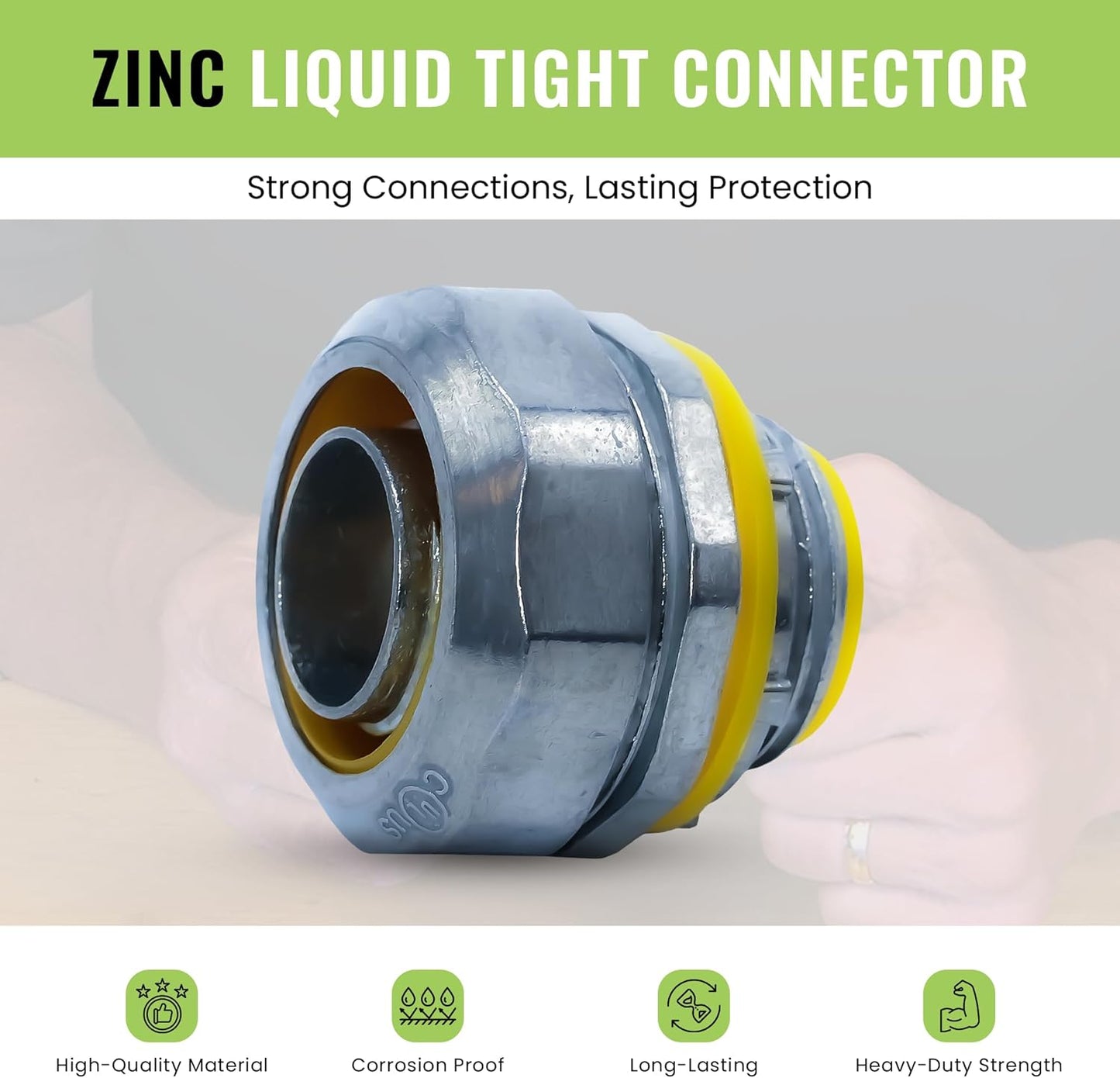 SELECT 50 Pack Lighting Zinc Liquid Tight Straight Connector, 1/2 Inch Electrical Connectors, Conduit Fittings, Safe and Rust Resistant