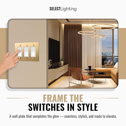 Satin Brass Wall Plate, Electrical Receptacle Wall Outlet Faceplate, GFI/Rocker Decorator Light Switch Cover