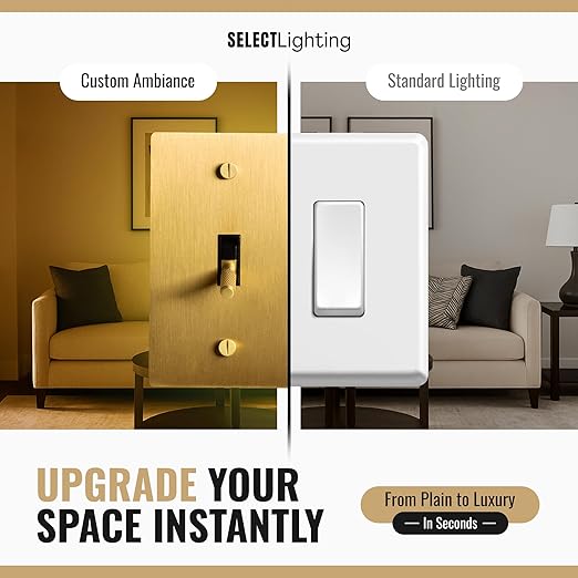 1-Gang Satin Solid Brass Plated Toggle Switch, 15A 120V AC Wall Mount, 3-Way Compatible Vintage Style Single Pole with Faceplate & Switch Module