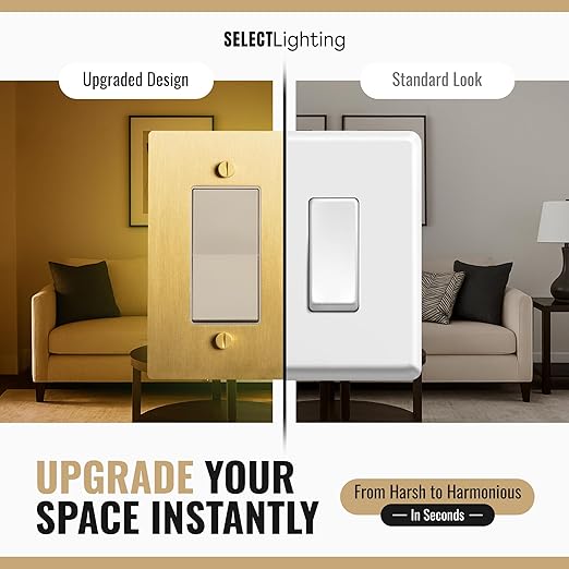 Satin Brass Wall Plate, Electrical Receptacle Wall Outlet Faceplate, GFI/Rocker Decorator Light Switch Cover