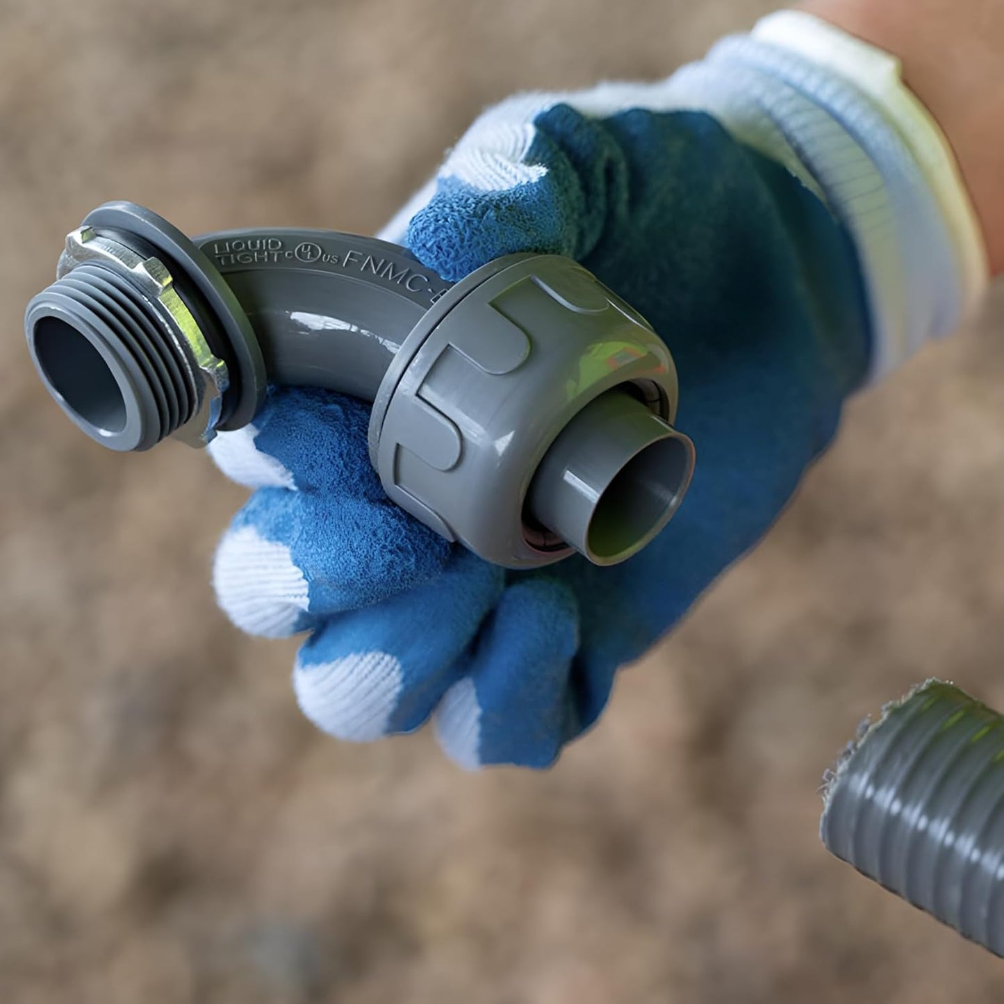 SELECT 10 Pack Lighting PVC Liquid Tight Connector, 1-1/2” 90-Degree Conduit Connectors, Non-Metallic Conduit Fittings, Safe and Rust Resistant