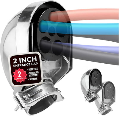 SELECT 2 Pack Lighting 2 Inch Service Entrance Cap, Weather-Resistant Die Cast Aluminum Entrance Heads with Bar Type Clamp, Rigid Conduit for Pulling Service Drop Conductors