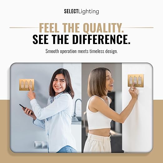 Satin Brass Wall Plate, Electrical Receptacle Wall Outlet Faceplate, GFI/Rocker Decorator Light Switch Cover