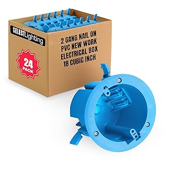 Select 24 Pack Nail On Plastic Box 2-Gang PVC New Work Standard Switch/Outlet Wall Electrical Box 18 Cubic