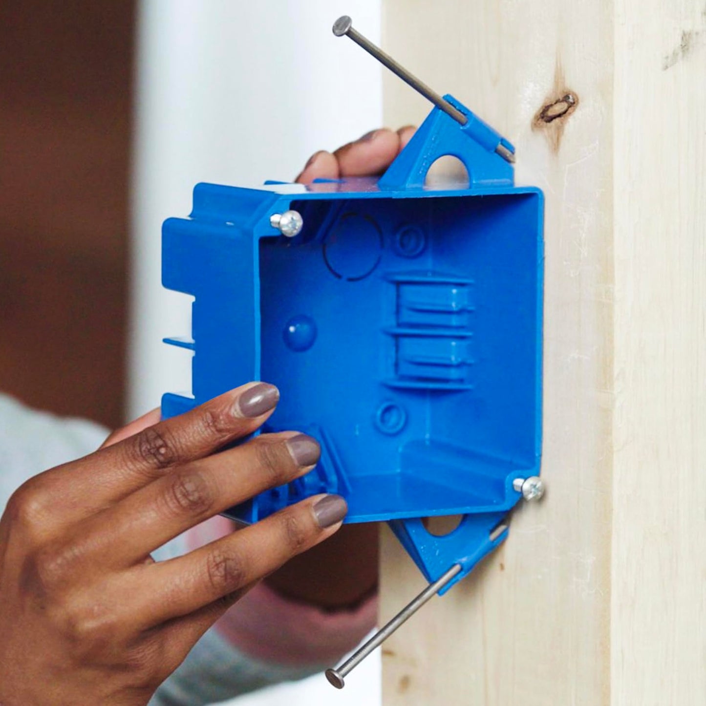 SELECT 100 Pack Lighting Nail On Plastic Box 1-Gang PVC New Work Standard Switch/Outlet Wall Electrical Box 18 Cubic, SEL-P1N-18, 100-Pack