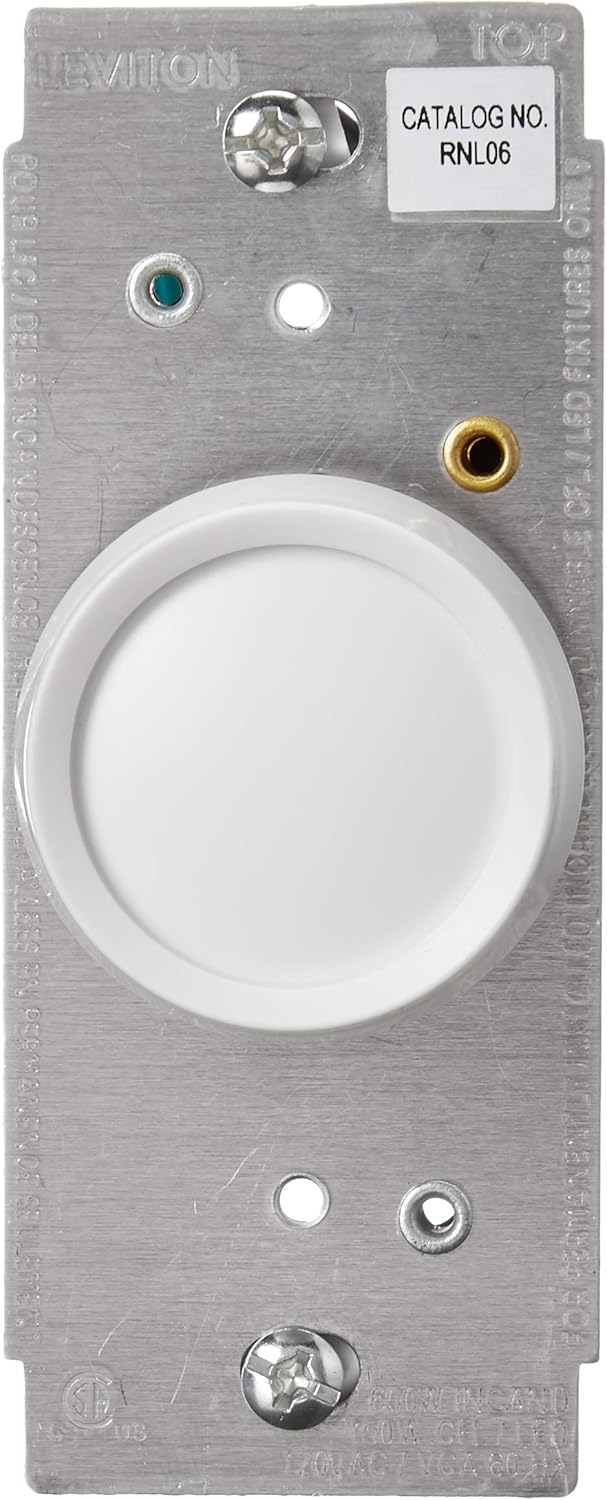 Leviton Trimatron Rotary Dimmer Switch for Dimmable LED, Halogen and Incandescent Bulbs, RNL06-10Z, White