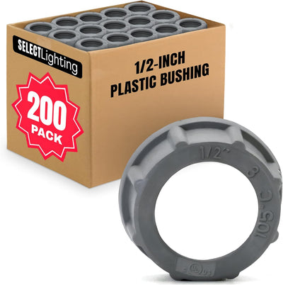 SELECT 200 Pack Insulated Plastic Bushing, 1/2 Inch Rigid PVC Electrical Bushing for Superior Grounding Performance, Fire Retardant Threaded Conduit Fittings