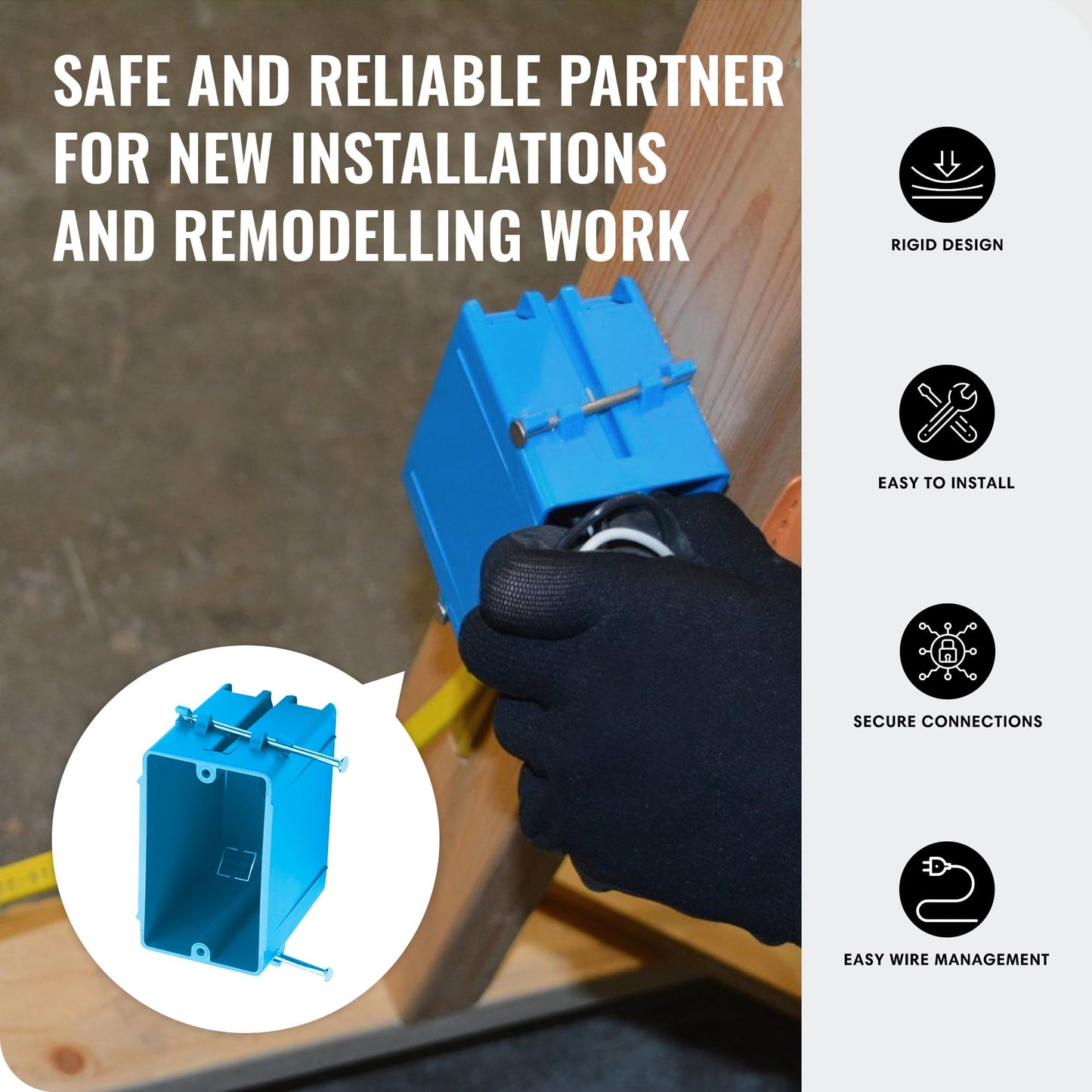 SELECT 100 Pack Lighting Nail On Plastic Box 1-Gang PVC New Work Standard Switch/Outlet Wall Electrical Box 18 Cubic, SEL-P1N-18, 100-Pack