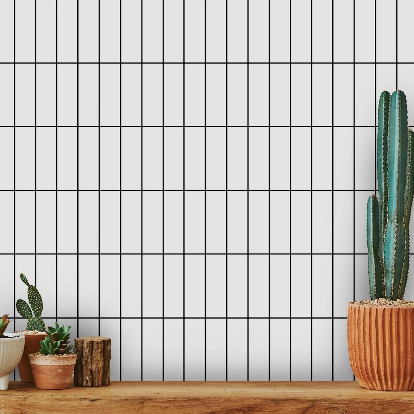 Select 5 Pack Peel and Stick Backsplash Tiles, 3D Wall Panels with Commercial-Grade Adhesive, Extra Thick Water & Heat-Resistant Stick-On Tile Backsplash,12" x12”(White with Black Grout)