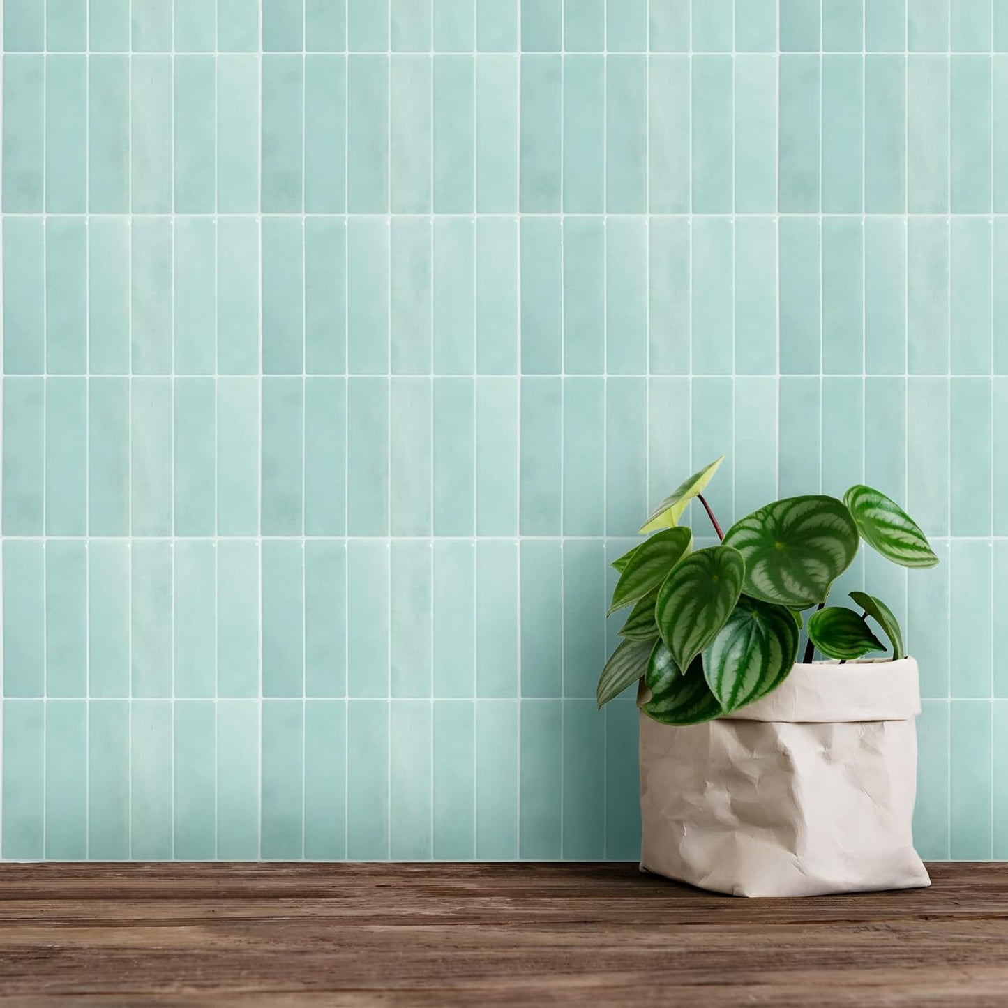 SELECT 5 Pack Peel and Stick Backsplash Tiles, 3D Wall Panels with Commercial-grade Adhesive, Extra Thick Water & Heat-resistant Stick-On Tile Backsplash for Kitchen, Bathroom, Laundry,12"x12” (Mint)