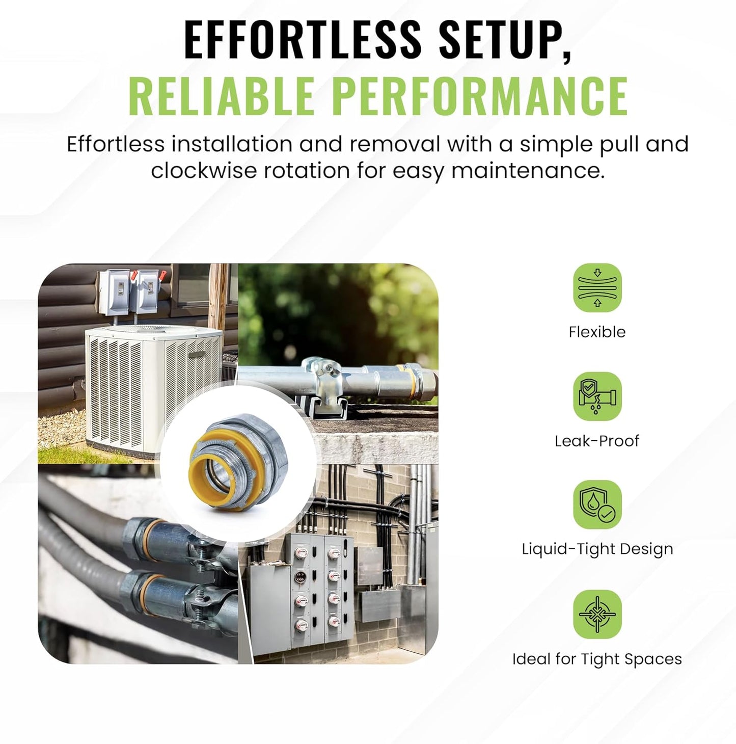 SELECT 25 Pack Lighting Zinc Liquid Tight Straight Connector, 1 Inch Electrical Connectors, Conduit Fittings, Safe and Rust Resistant