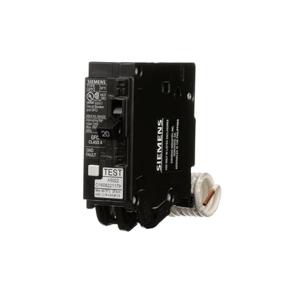 Siemens Gfci Circuit Breaker, Plug In, Self Testing, 20 Amp, 1-Pole, 120 Volt, QF120A