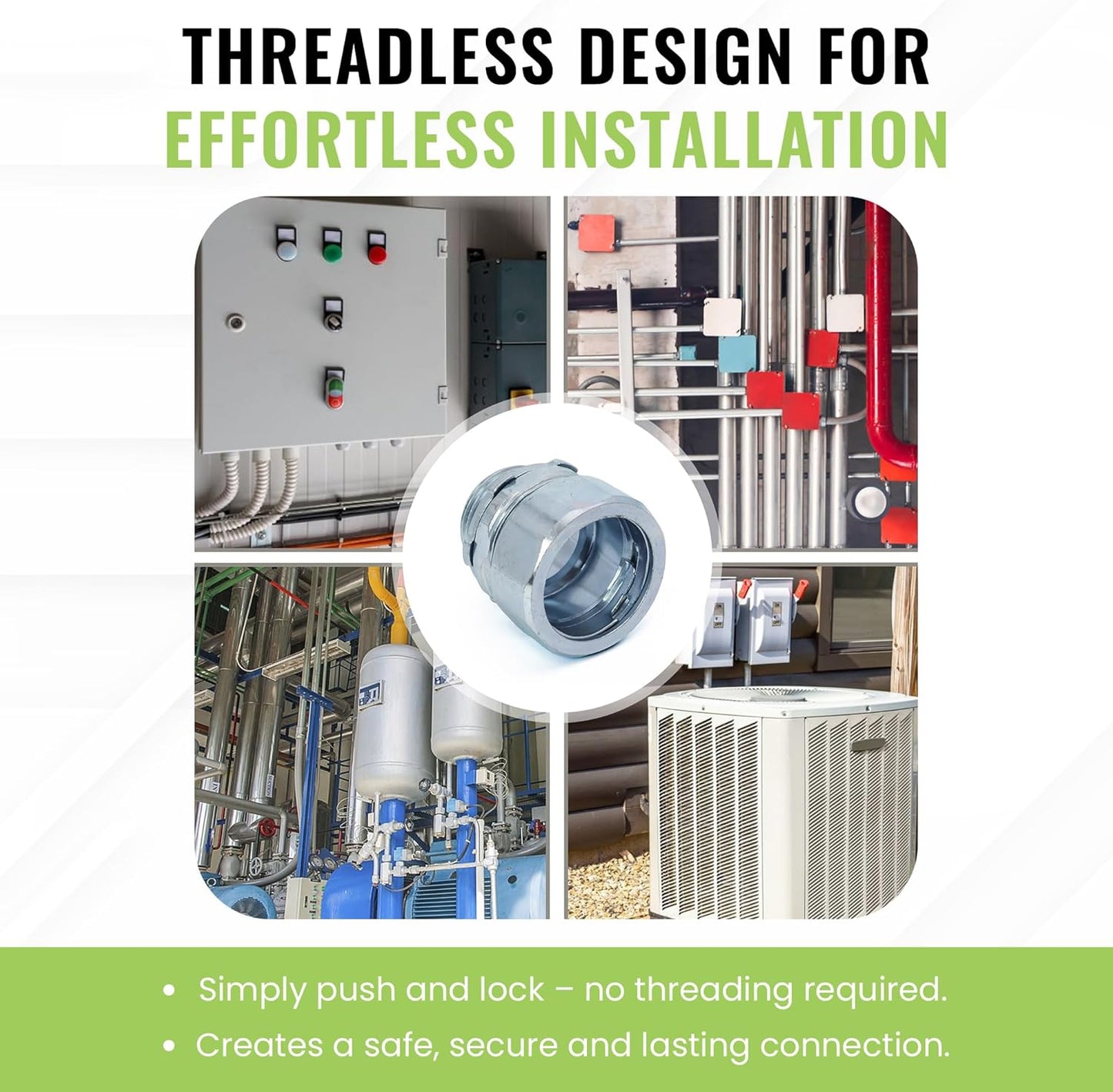 SELECT 50 Pack Lighting Threadless Connector, 1/2 Inch Zinc Plated Steel Compression Connector, Electrical Conduit Fittings for Indoor and Outdoor Use