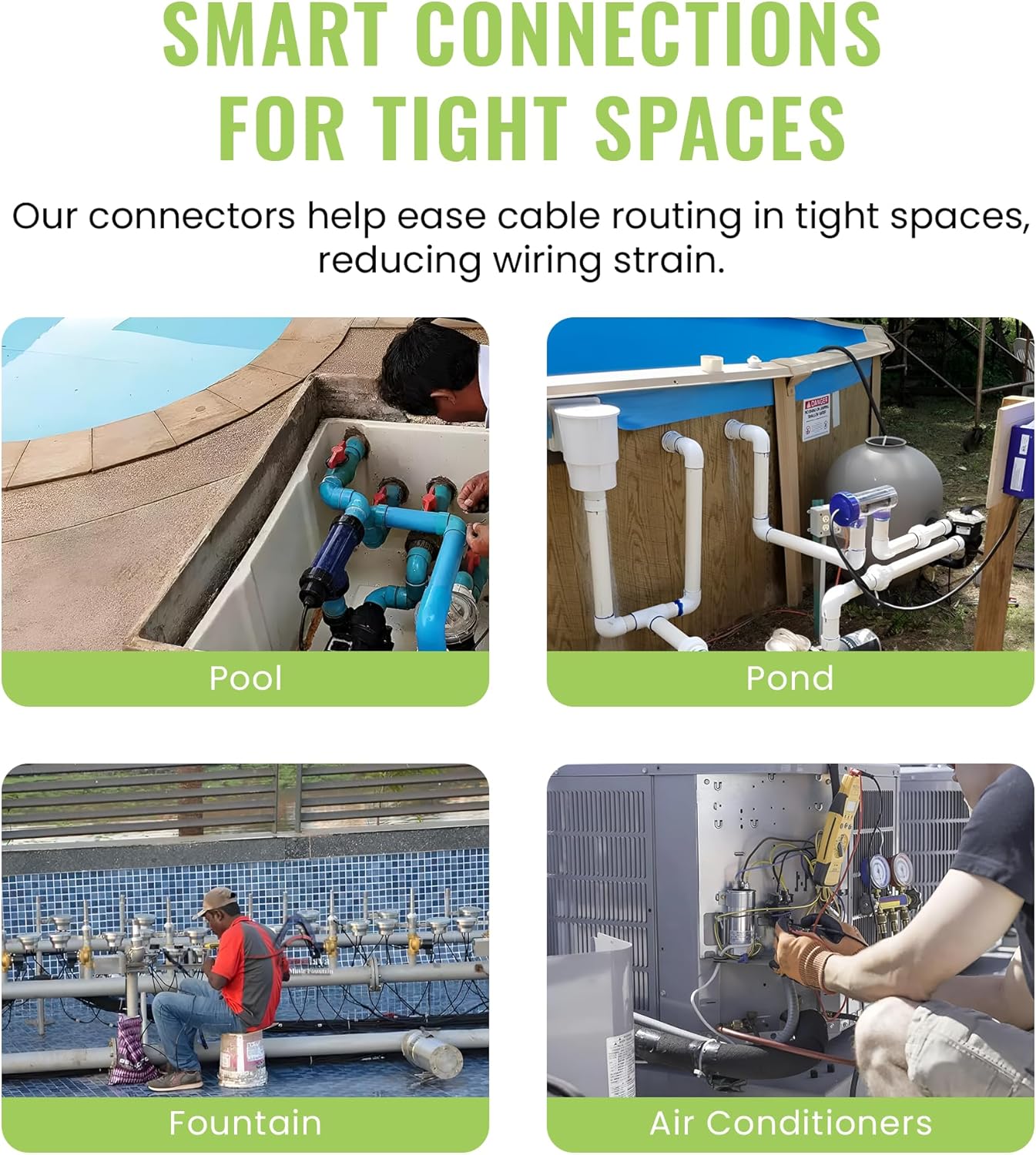 SELECT 50 Pack Lighting PVC Liquid Tight Connector, 1/2” 90-Degree Conduit Connectors, Non-Metallic Conduit Fittings, Safe and Rust Resistant