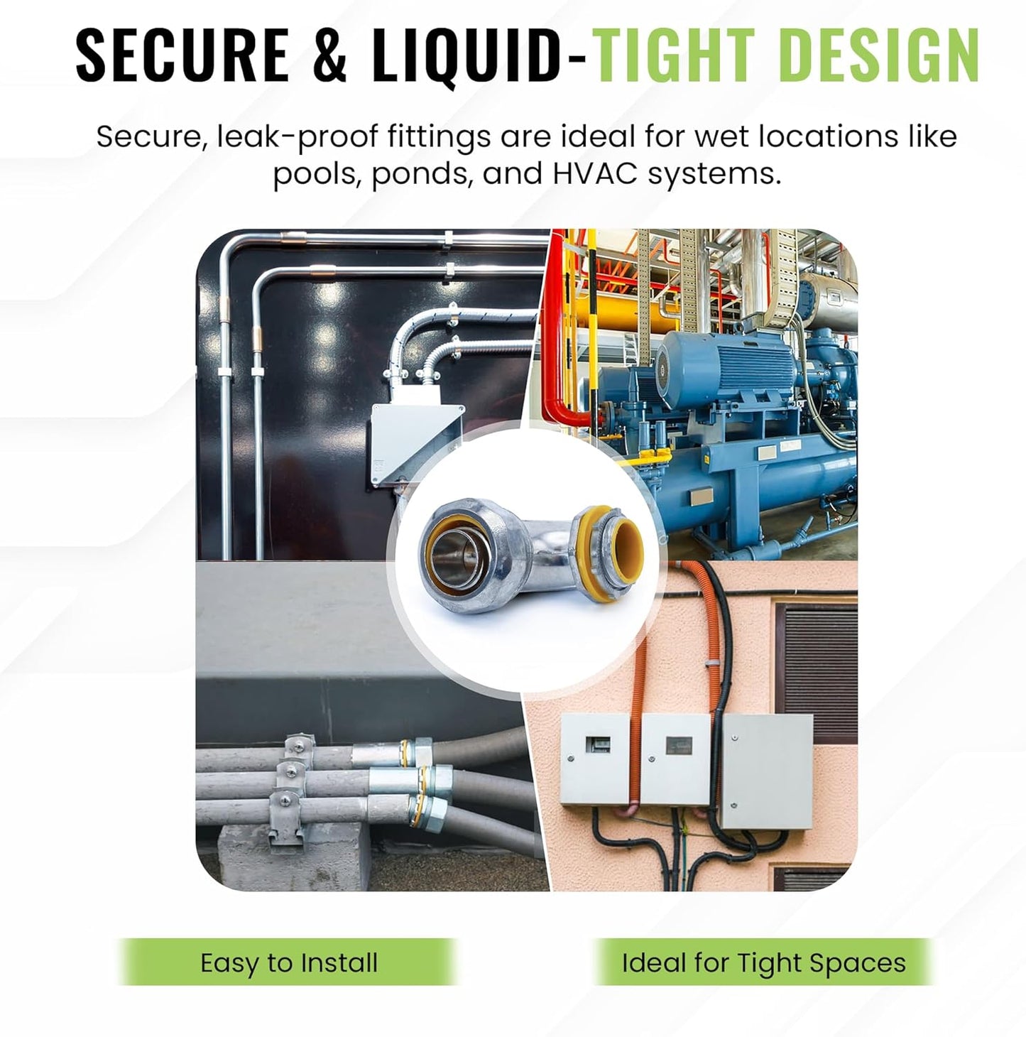 SELECT 10 Pack Lighting 90-Degree Zinc Liquid Tight Connector, 3/4 Inch Electrical Connectors, Conduit Fittings, Safe and Rust Resistant