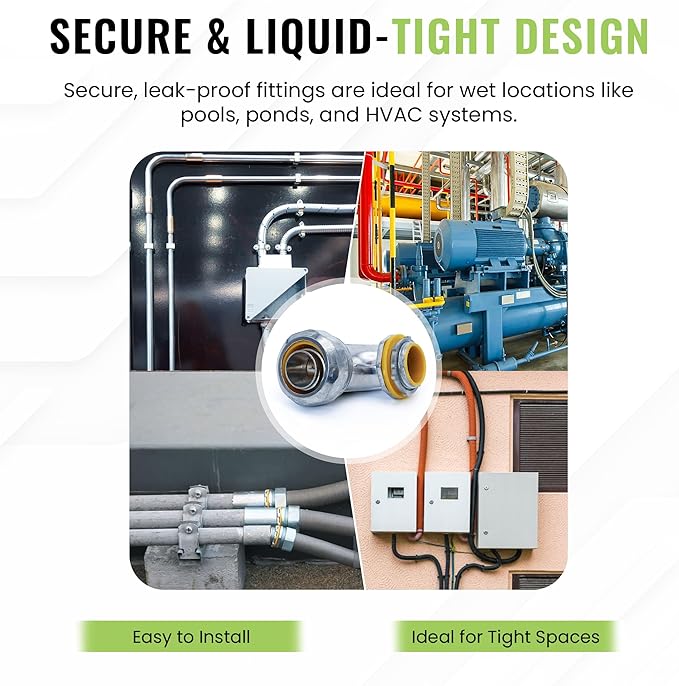 SELECT 3 Pack Lighting 90-Degree Zinc Liquid Tight Connector, 2 Inch Electrical Connectors, Conduit Fittings, Safe and Rust Resistant