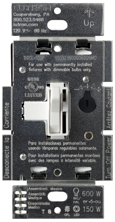 Lutron Ariadni LED+ Dimmer Switch, 150W LED, Single Pole/3-Way, No Neutral Required,120V, AYCL-153P-WH, White