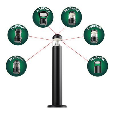 ABBA Lighting Bollard Lights, CCT Selectable, 3-in-1 Switch, Black, Brown, BLSBKHR