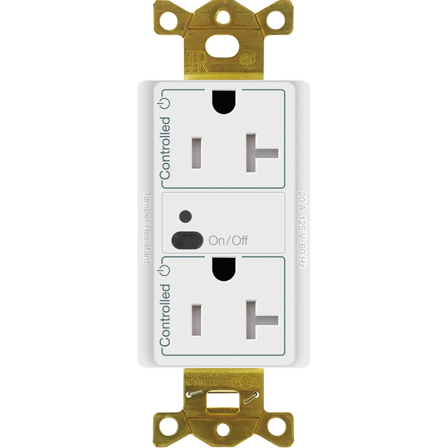Lutron Vive Wireless Receptacle, 20 A Duplex, White, CAR2S-20-DTR-WH