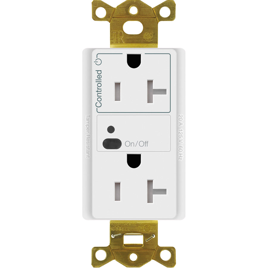 Lutron Vive Wireless Receptacle, 20 A Split, White, CAR2S-20-STR-WH