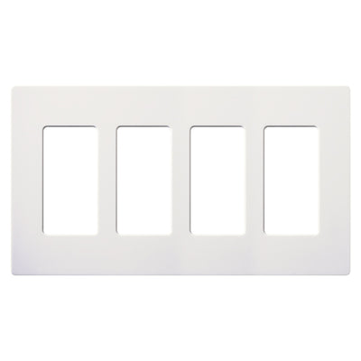 Lutron Claro Wallplate, 4-Gang, White, CW-4-WH