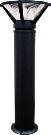Dabmar Cast Alum Bollard Ribbed 120V E26 LED 6W RGBW, D480-L6-RGBW-B, Black