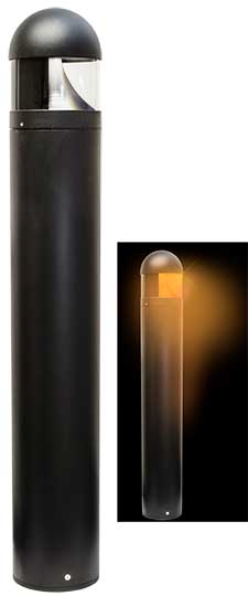 Dabmar Cast Alum Bollard Half Lens 120V-277V LB 20W Amber, D830-LB20-AMB-B, Black