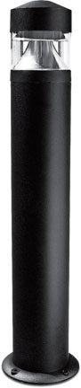 Dabmar Cast Alum Bollard Clear 120V E26 LED 6W 60K, D850-L6-60K-B, Black