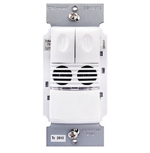 Dual Technology Dual Rellay Wall Switch Occupancy Sensor, 120/277V, White, DSW-302-W