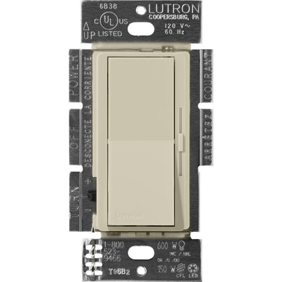 Lutron Diva Dimmer, 120V, 8A, 3-Way, LED/Fluorescent, Clay, DVSCF-103P-CY