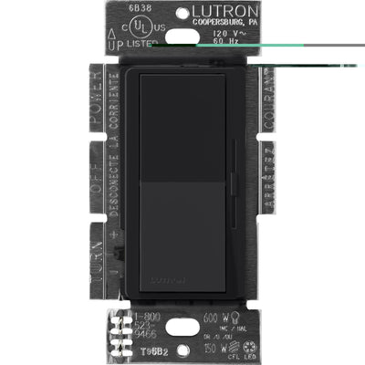 Lutron Diva Dimmer, 8A, 120V, 3-Way, Fluorescent/LED, Midnight, DVSCF-103P-MN