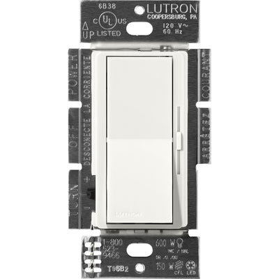 Lutron Diva Dimmer, 8A, 120V, 3-Way, Fluorescent/LED, Architectural White, DVSCF-103P-RW