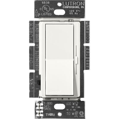Lutron Diva Dimmer, 450W, Magnetic Low-Voltage, Single-Pole, Satin, Glacier White, DVSCLV-600P-GL