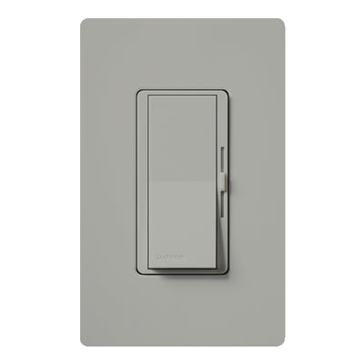 Lutron Diva 0-10V Dimmer, LED/Fluorescent, 30 mA, Single-Pole, 120V, Power Pack Required, Gray, DVTV-GR