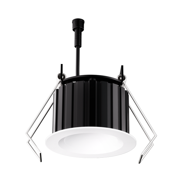 Elco Lighting Architectural Oak 1" Round Recessed Downlight, 8W, 2700K, CRI93, Wet Location, Black with White Trim, E1AK02F27B