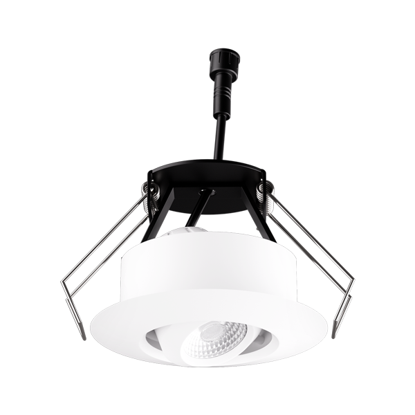 Elco Lighting Architectural Oak 1" Round Gimbal Recessed, 8W, 2700K, CRI93, 30° Adjustable, White, E1AK32WF27W