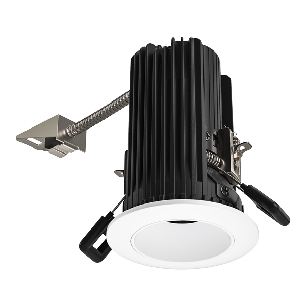 Elco Lighting Teak 2" Round Reflector LED Light Engine, 10.5-12W, 2700K, CRI93, Wet Location, Black with White Trim, E2L10F30B