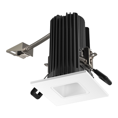 Elco Lighting Teak 2" Square Reflector, 10.5–12W, 2700K, CRI93, Wet Location, Black with White Trim, E2L13F27B