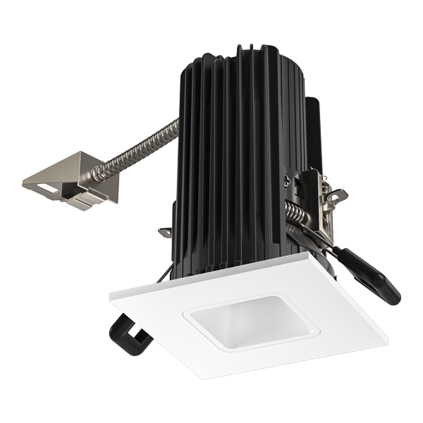 Elco Lighting Teak 2" Square Reflector, 10.5–12W, 2700K, CRI93, Wet Location, White, E2L13F40W