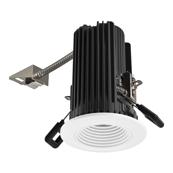 Elco Lighting Teak 2" Round Baffle LED Light Engine, 10.5-12W, 2700K, CRI93+, Black with White Trim, E2L14F27B