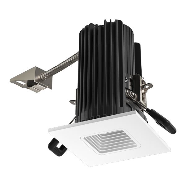 Elco Lighting 2" Square Baffle Teak™ LED Light Engine, 10.5-12W, 3000K, CRI93, Black with White Trim, E2L15F30B