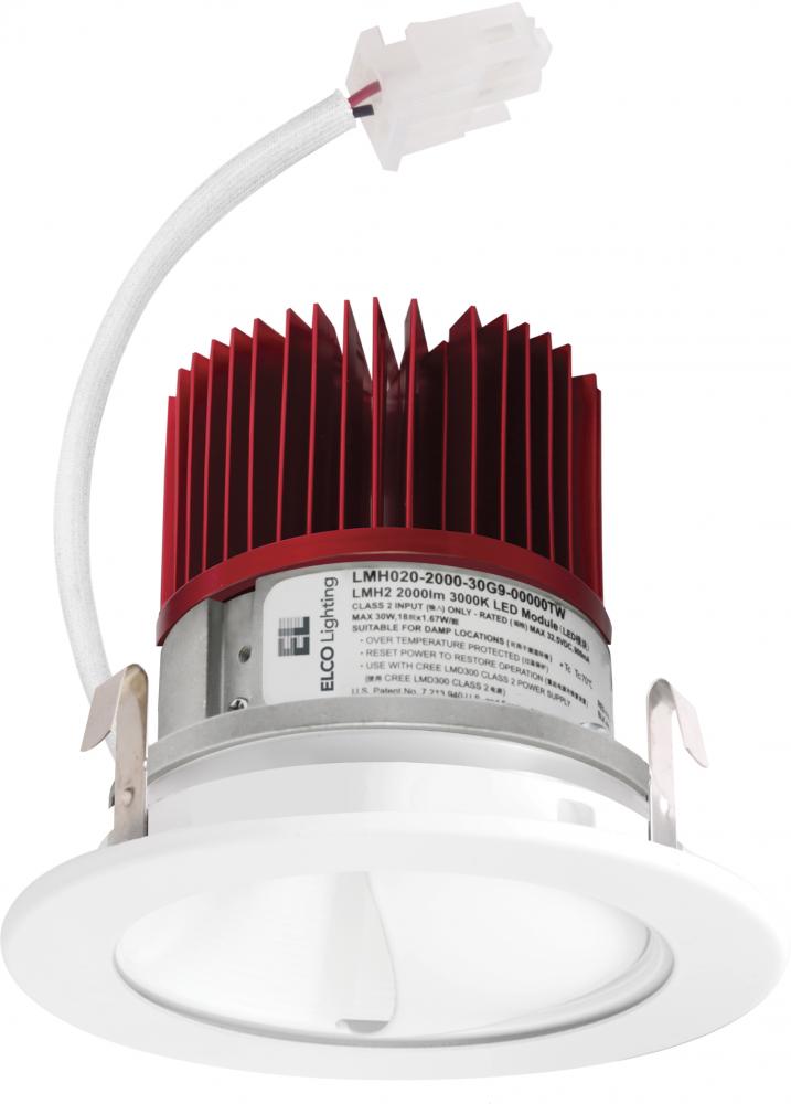 Elco Lighting 4" Cedar Wall Wash LED Light Engine Trim, 9.6–18W, CRI93+, 2700K, White, E411C0827W2